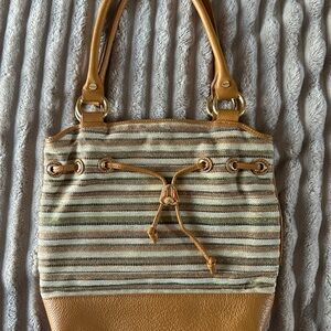 Bodhi  Striped Tan and Brown Women's Bag